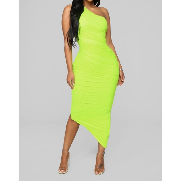 lime green bodycon midi dress Allegra Dress – Retrofete main image 1